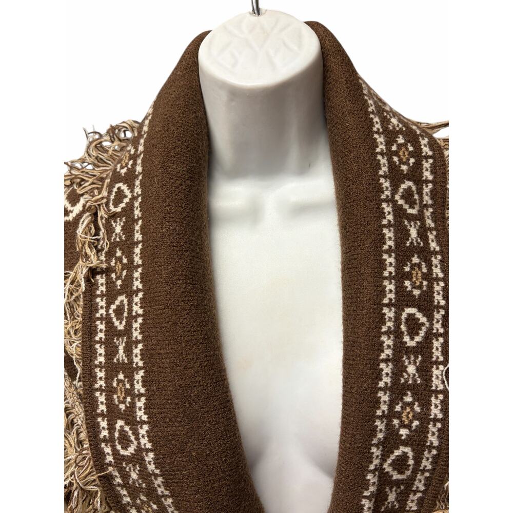 Orlinn Paris Brown Paisley Knit Fringe Belted Boho Western Vest NWT M - Picture 3 of 9